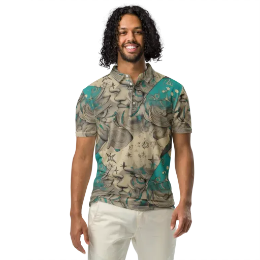 Turquoise Starlet on a Men's Slim Fit Polo Shirt