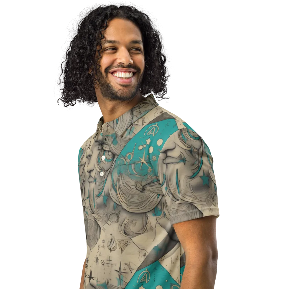 Turquoise Starlet on Men's Slim Fit Polo Shirt — Left Front