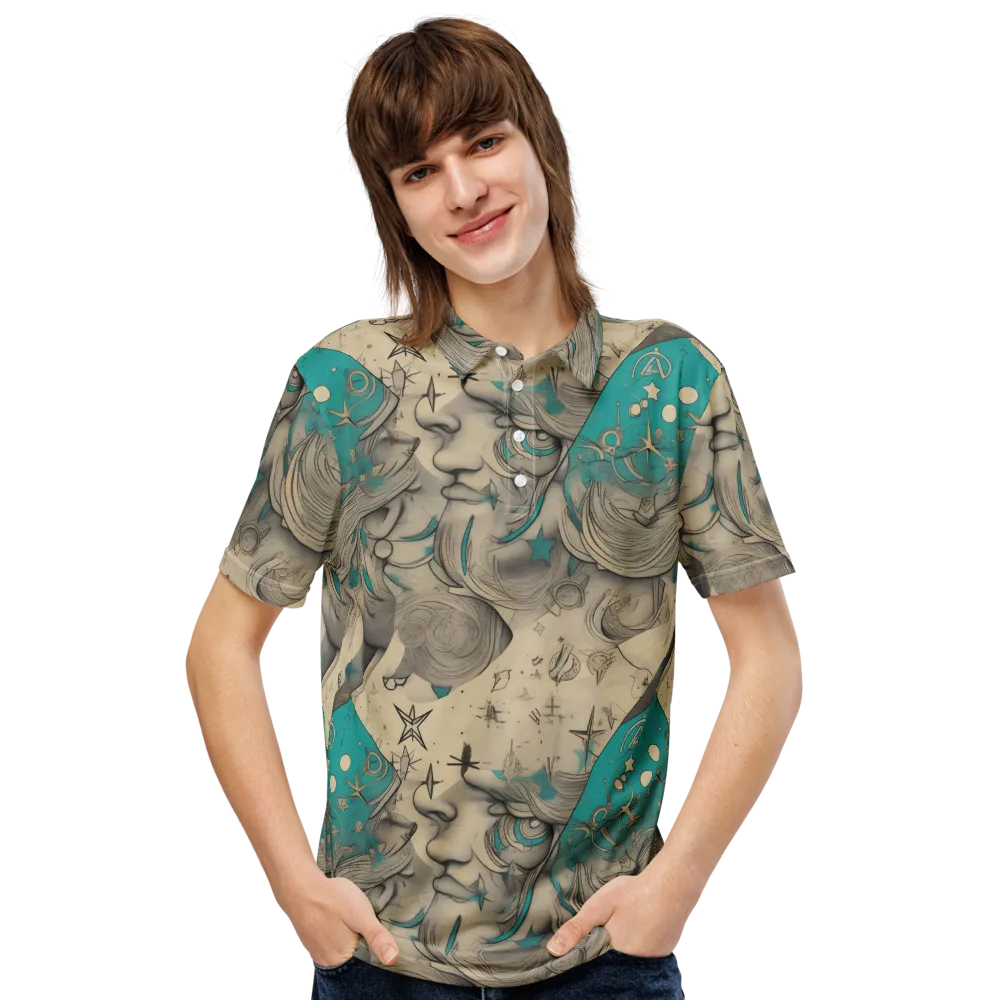 Turquoise Starlet on Men's Slim Fit Polo Shirt — Front
