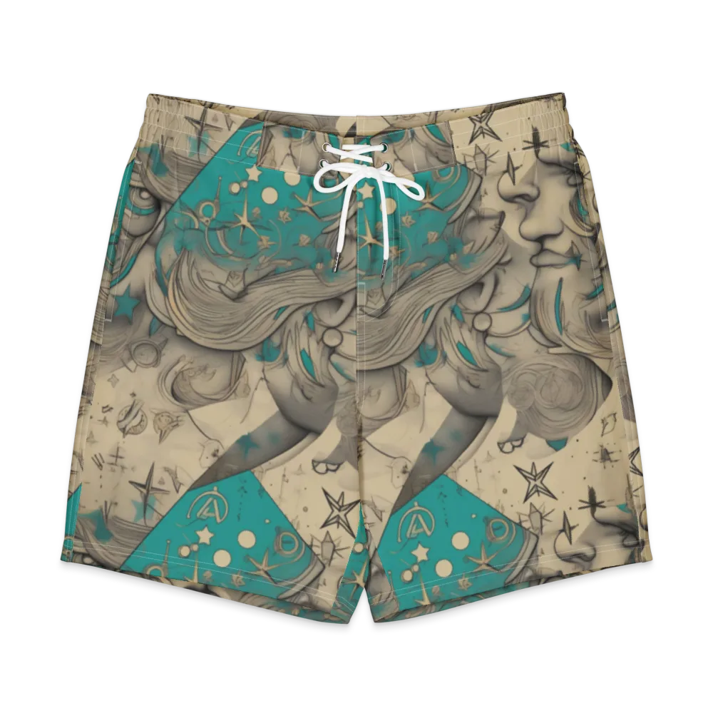 Turquoise Starlet on Men's Board Shorts — Front