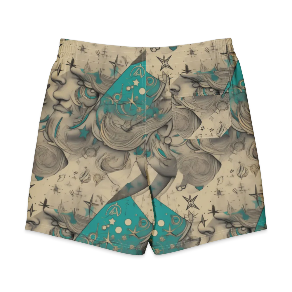 Turquoise Starlet on Men's Board Shorts — Back