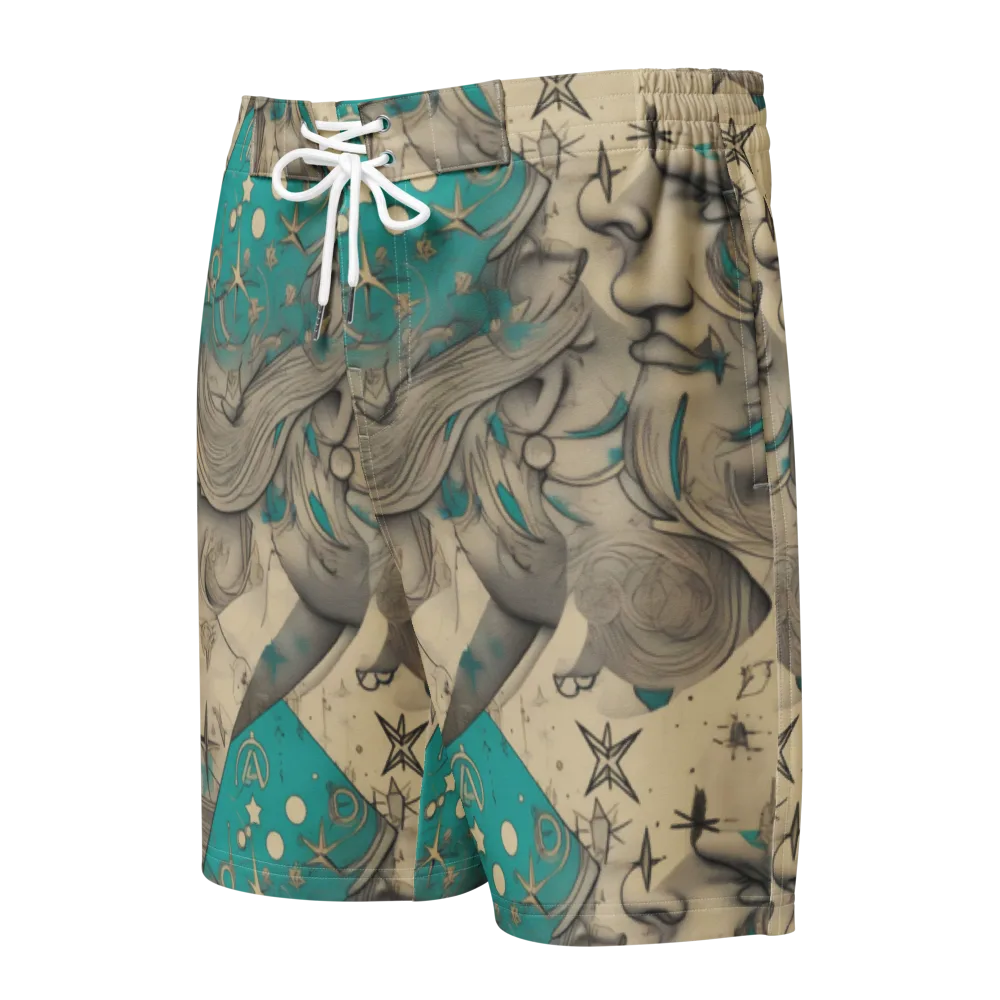 Turquoise Starlet on Men's Board Shorts — Front