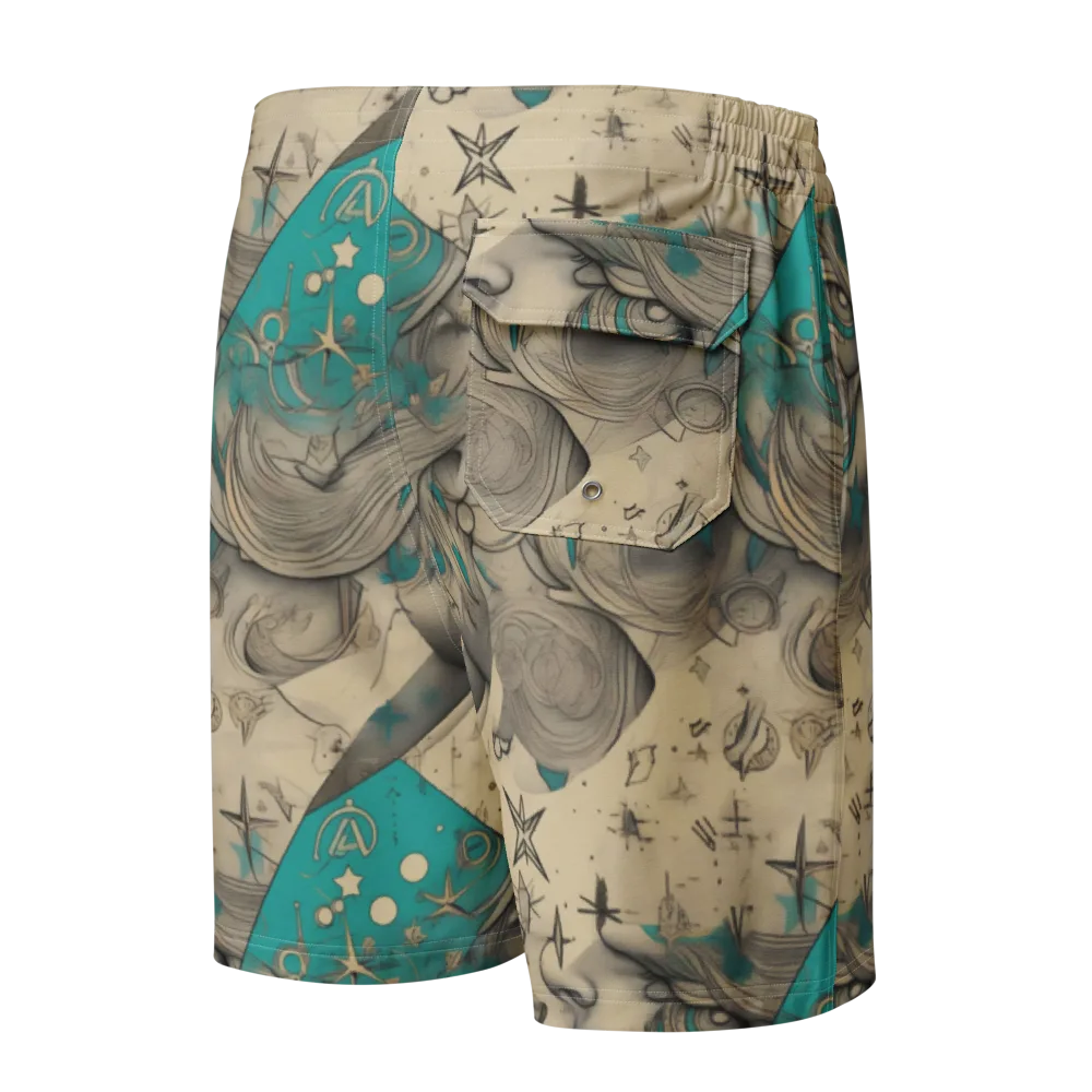 Turquoise Starlet on Men's Board Shorts — Back