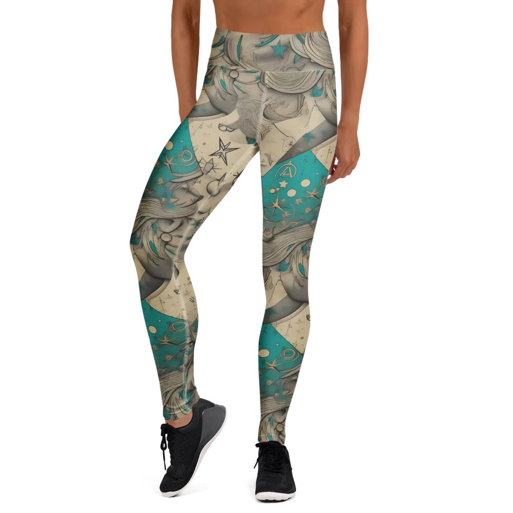 Turquoise Starlet on Yoga Leggings — Front