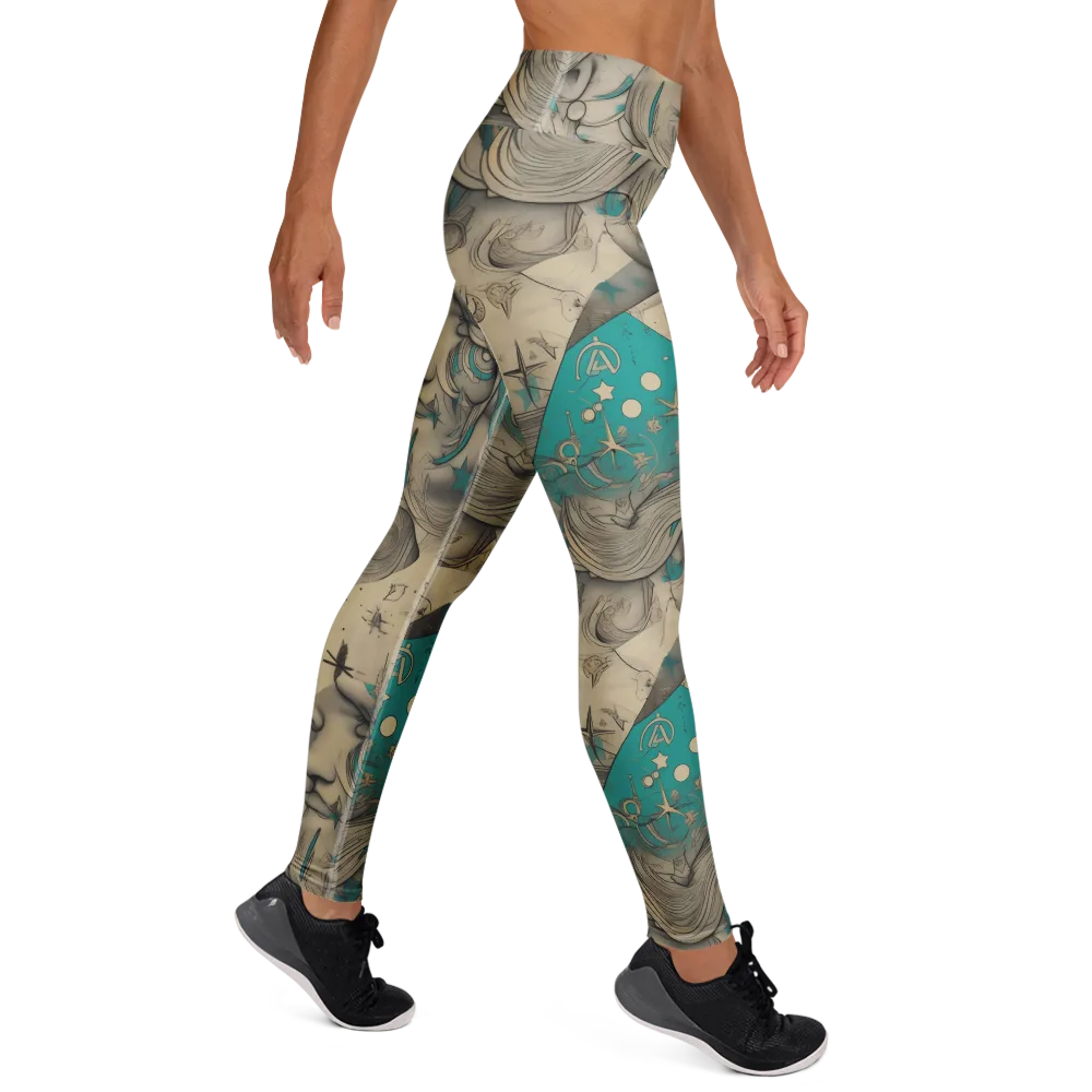 Turquoise Starlet on Yoga Leggings — Right