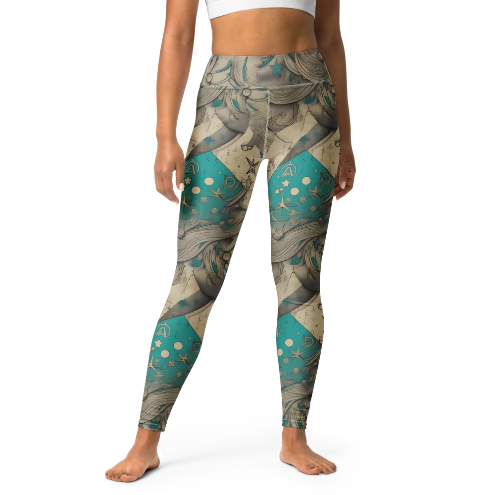 Turquoise Starlet on Yoga Leggings — Front