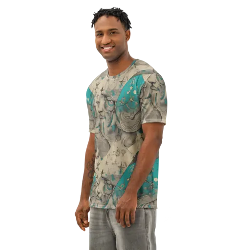 Turquoise Starlet on a Men's Cotton Crew Neck T-Shirt