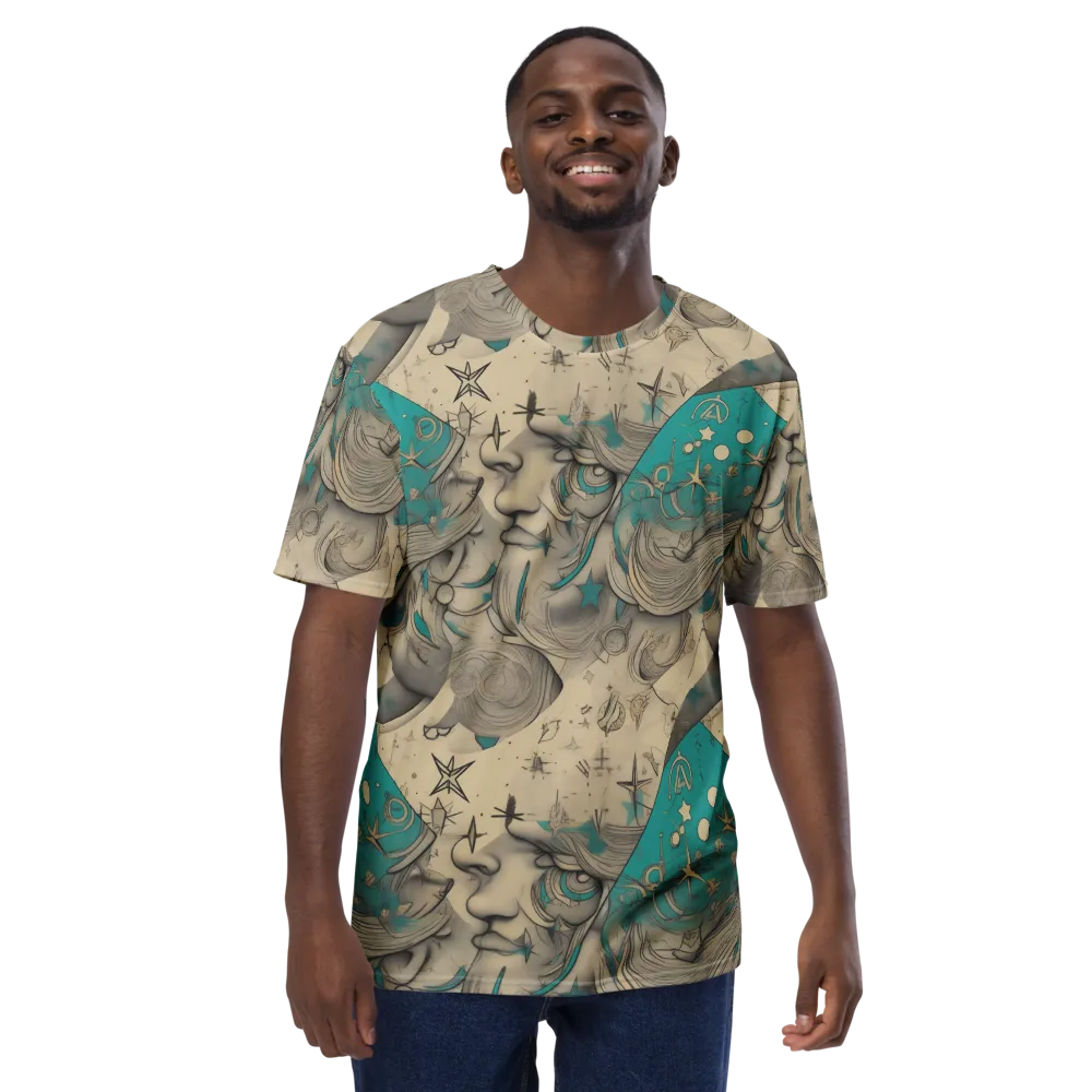 Turquoise Starlet on Men's Crew Neck T-Shirt — Front