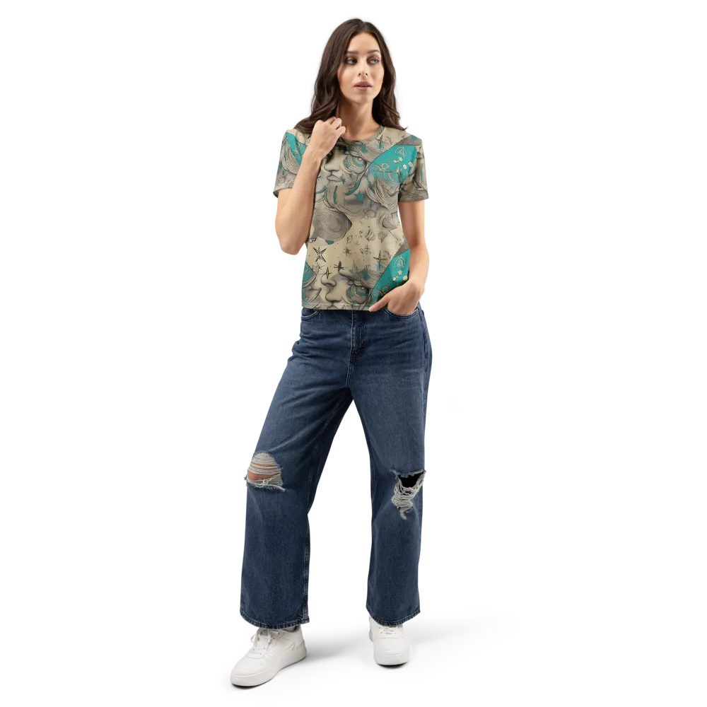 Turquoise Starlet on Women's Crew Neck T-Shirt — Front