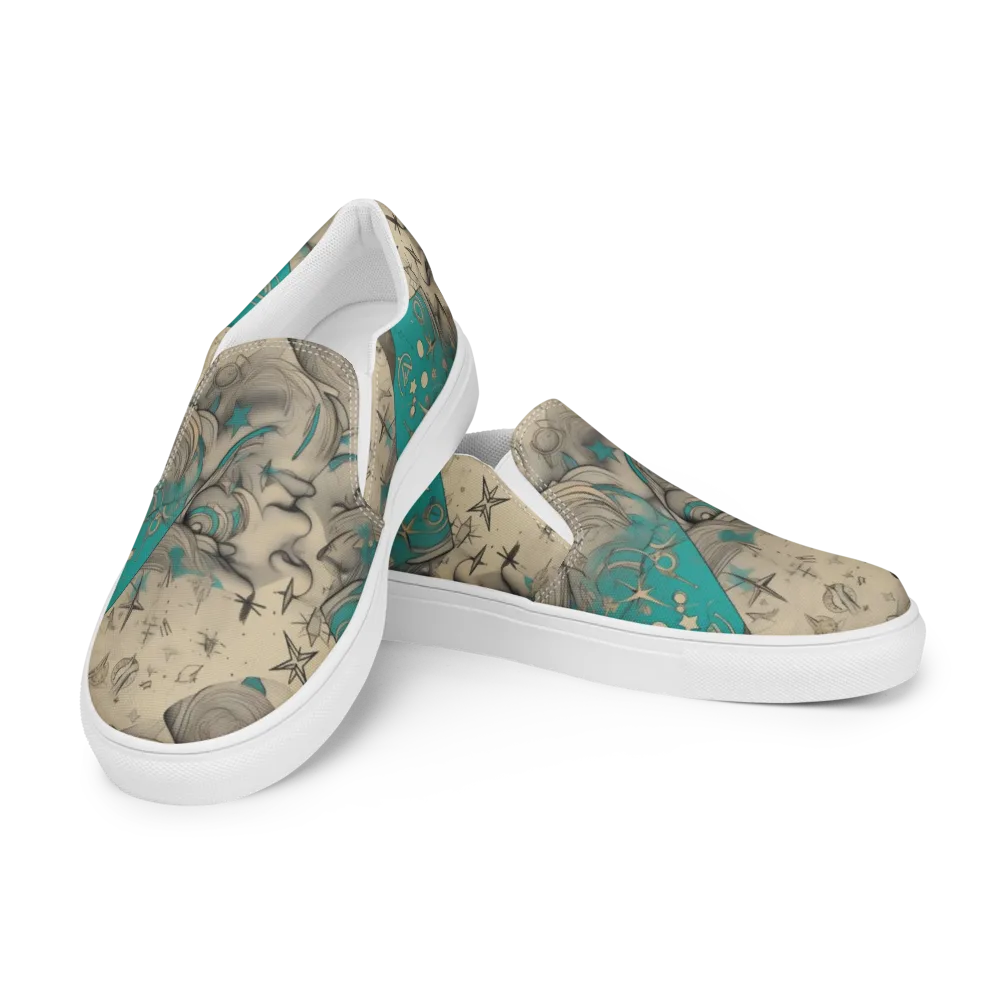 Turquoise Starlet on Men's Slip-On Canvas Shoes — Left Front