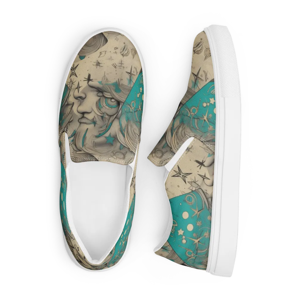 Turquoise Starlet on Men's Slip-On Canvas Shoes — Front