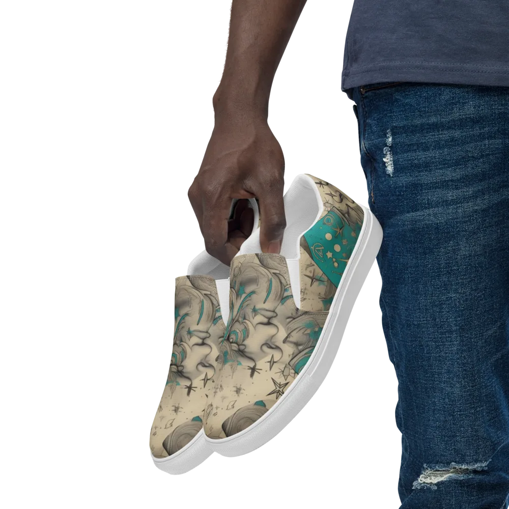 Turquoise Starlet on Men's Slip-On Canvas Shoes — Left Front