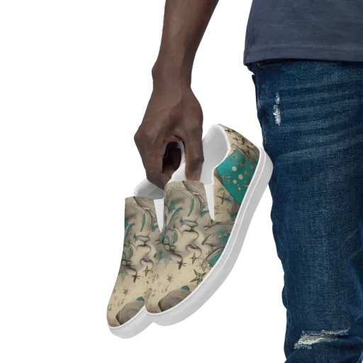 Turquoise Starlet on a Men's Slip-On Canvas Shoes