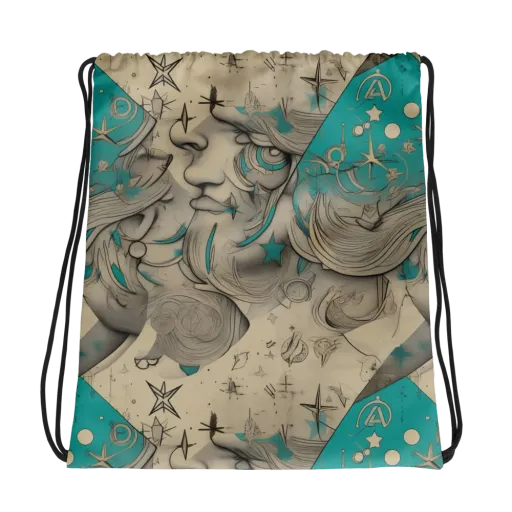 Turquoise Starlet on a Drawstring Bag