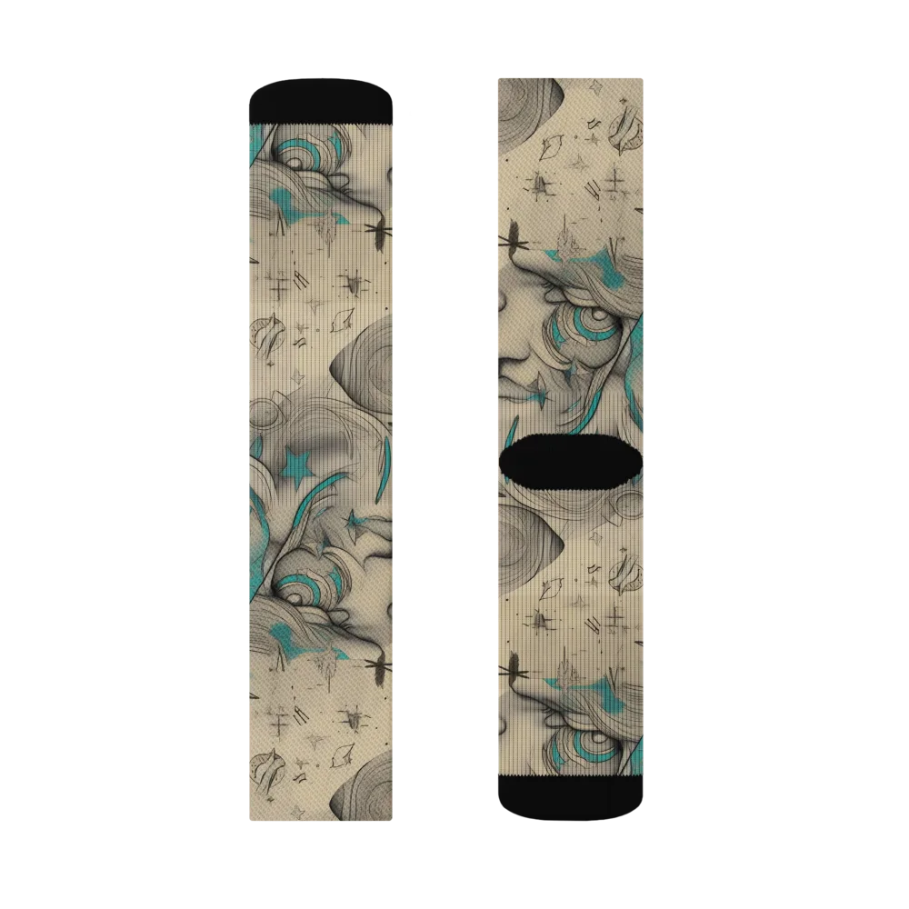 Turquoise Starlet on Socks — Left Sock