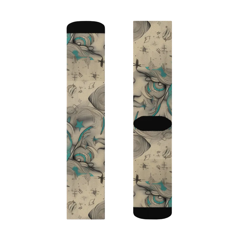 Turquoise Starlet on Socks — Right Sock