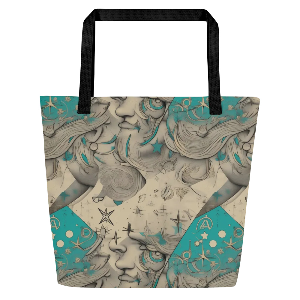 Turquoise Starlet on Large Tote Bag W/ Pocket — Front