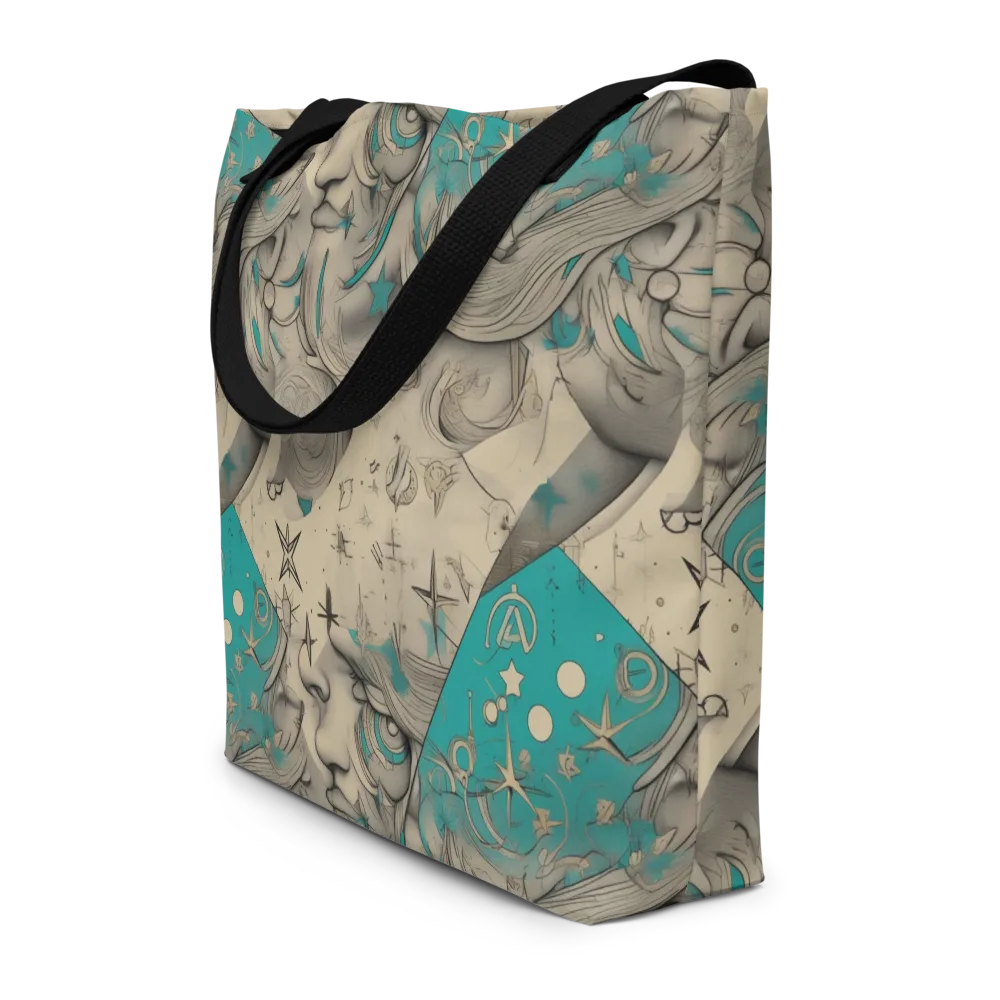 Turquoise Starlet on Large Tote Bag W/ Pocket — Front