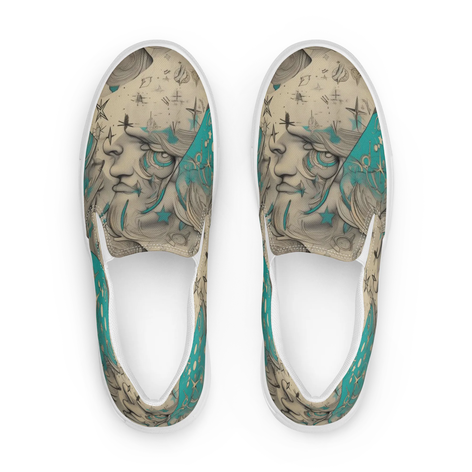 Turquoise Starlet on Women's Slip-On Canvas Shoes — Front