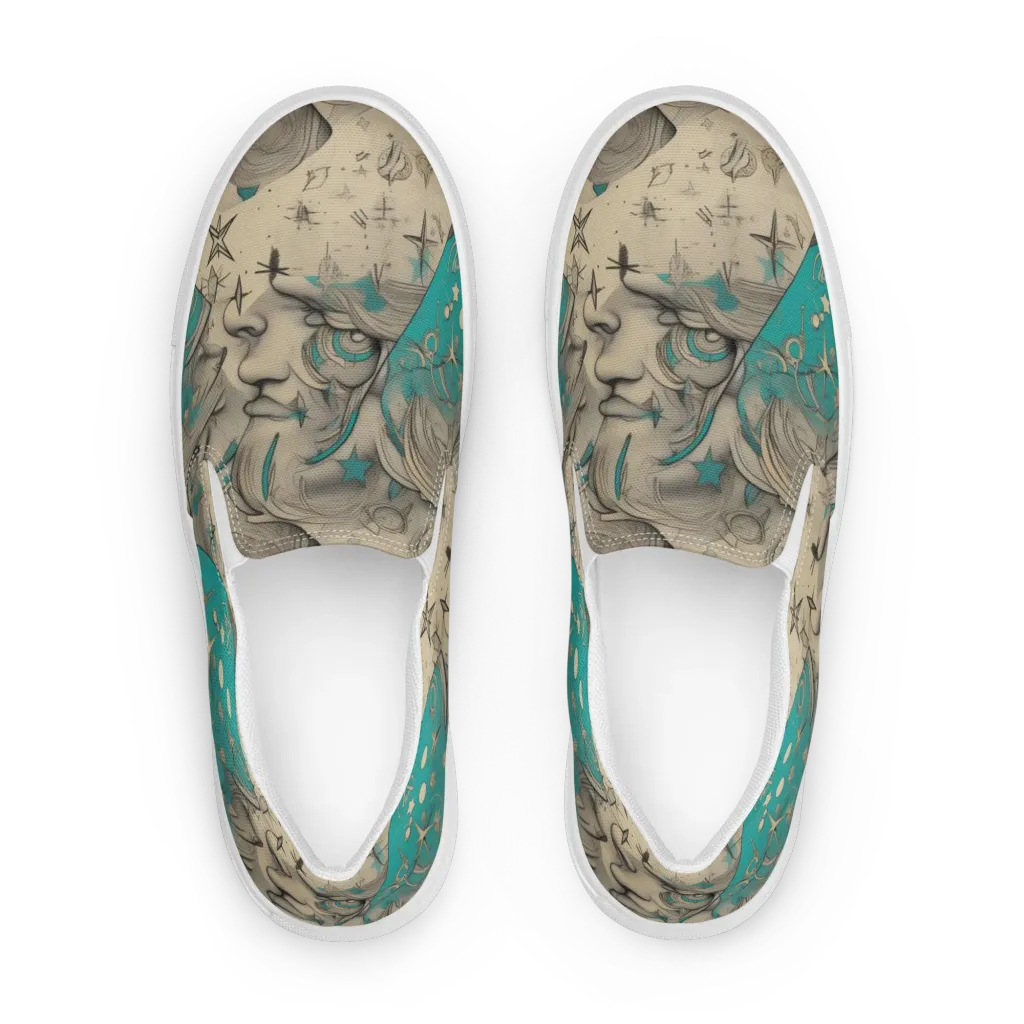 Turquoise Starlet on Women's Slip-On Canvas Shoes — Front