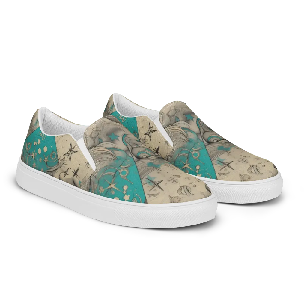 Turquoise Starlet on Women's Slip-On Canvas Shoes — Right Front