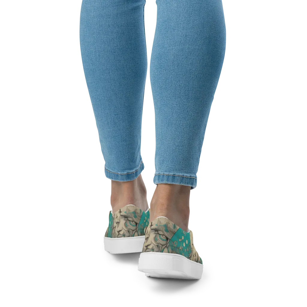 Turquoise Starlet on Women's Slip-On Canvas Shoes — Back