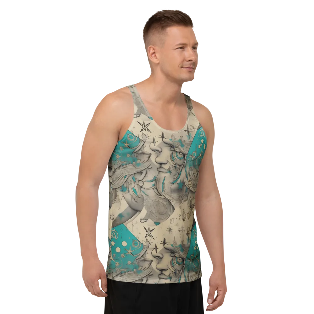 Turquoise Starlet on Men's Tank Top — Right Front