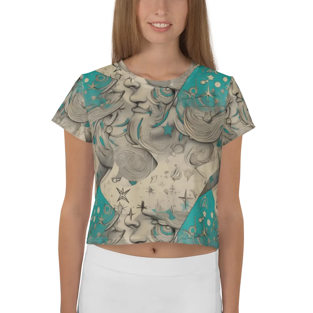 Turquoise Starlet on Crop Tee — Front