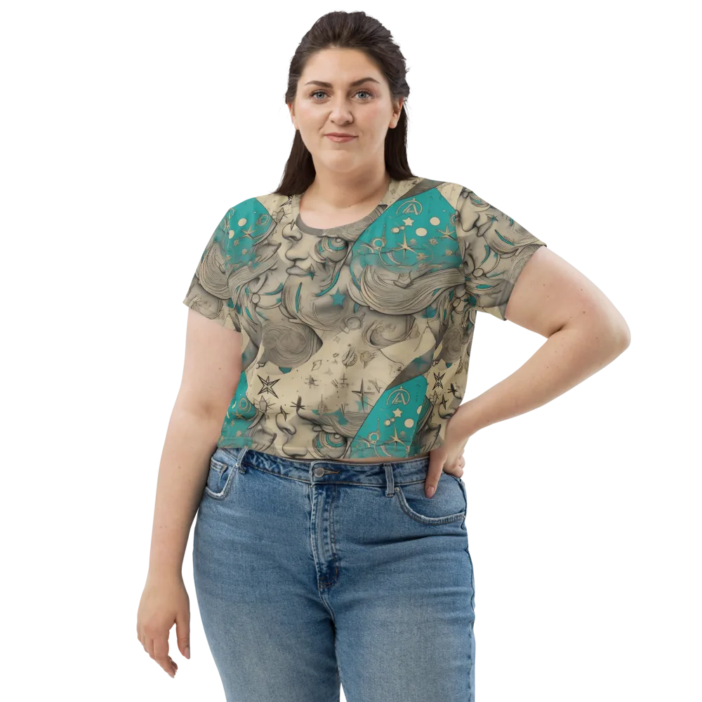 Turquoise Starlet on Crop Tee — Front
