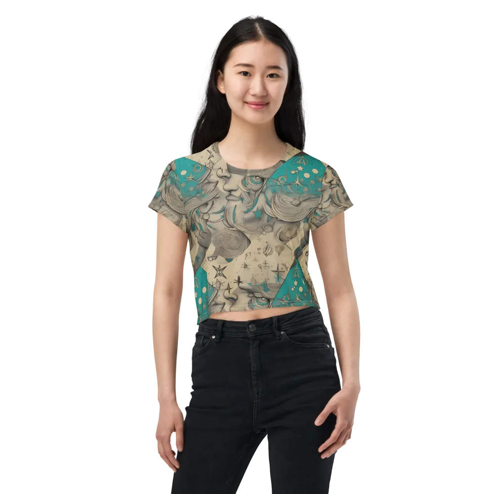Turquoise Starlet on Crop Tee — Front