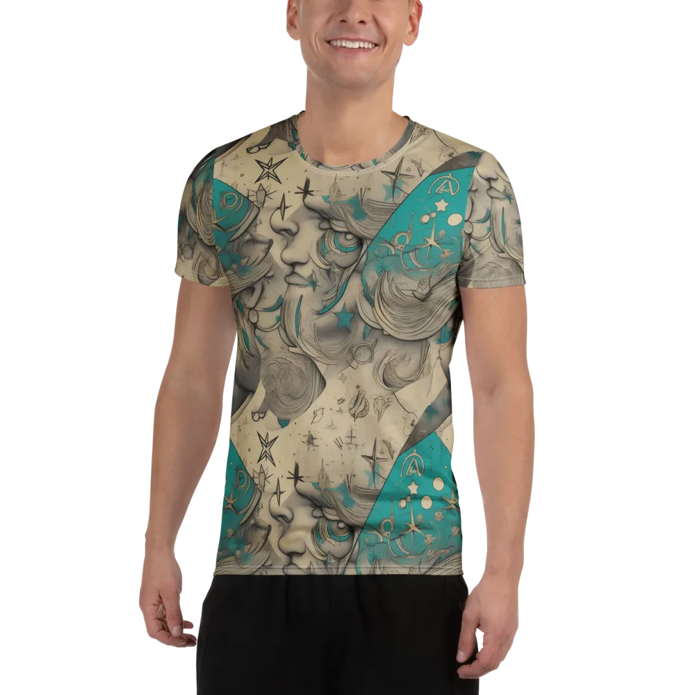 Turquoise Starlet on Men's Athletic T-Shirt — Front