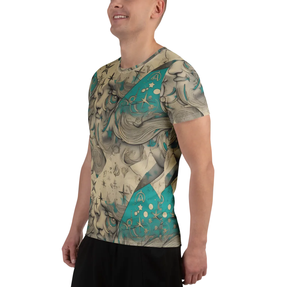Turquoise Starlet on Men's Athletic T-Shirt — Left