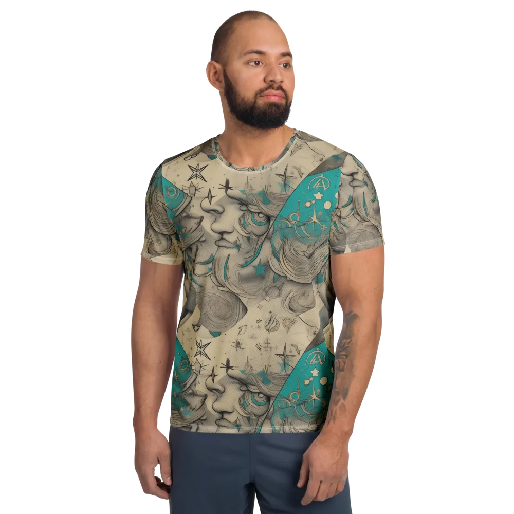Turquoise Starlet on Men's Athletic T-Shirt — Front