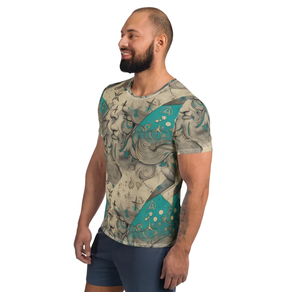 Turquoise Starlet on Men's Athletic T-Shirt — Left