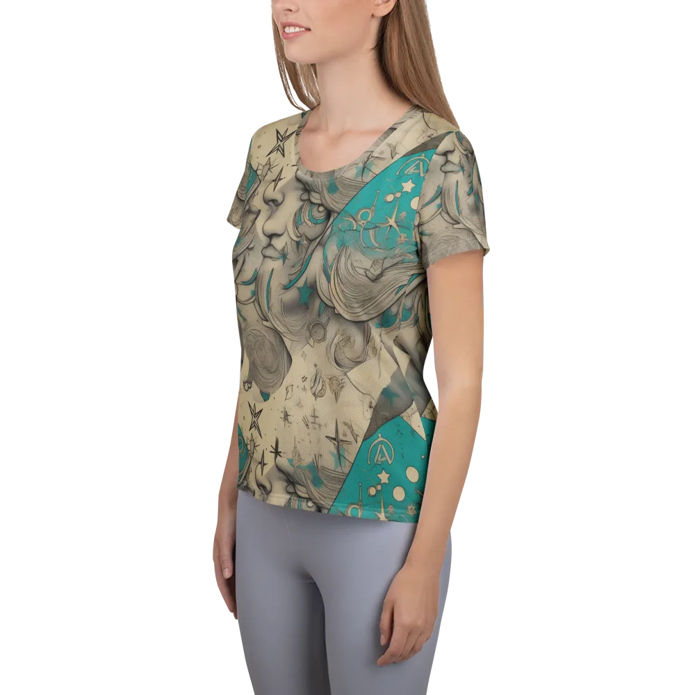 Turquoise Starlet on Women's Athletic T-Shirt — Left