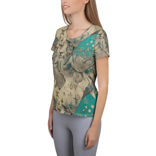 Turquoise Starlet on a Women's Athletic T-Shirt