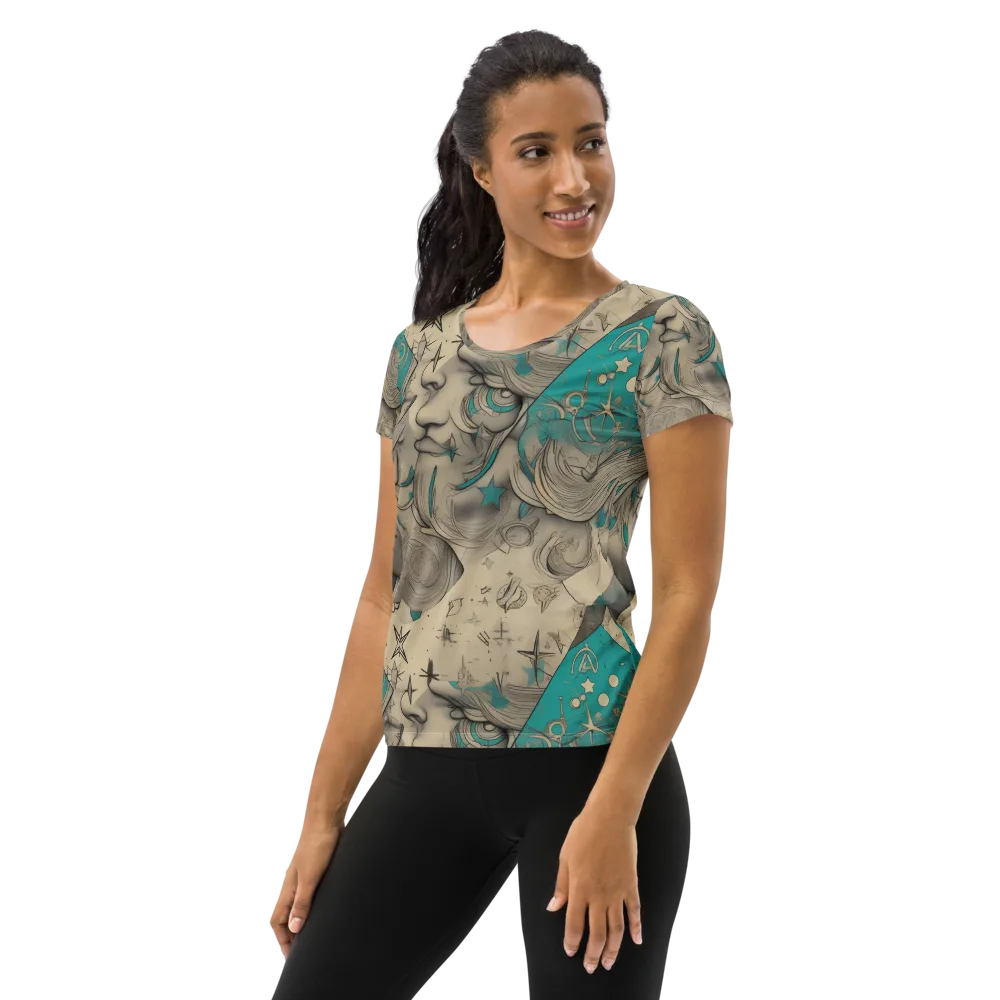 Turquoise Starlet on Women's Athletic T-Shirt — Left
