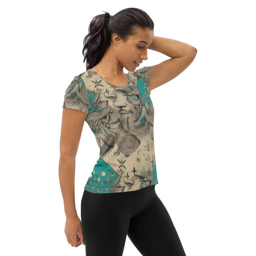 Turquoise Starlet on Women's Athletic T-Shirt — Right