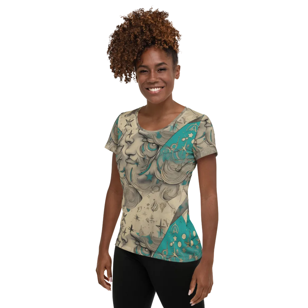 Turquoise Starlet on Women's Athletic T-Shirt — Left