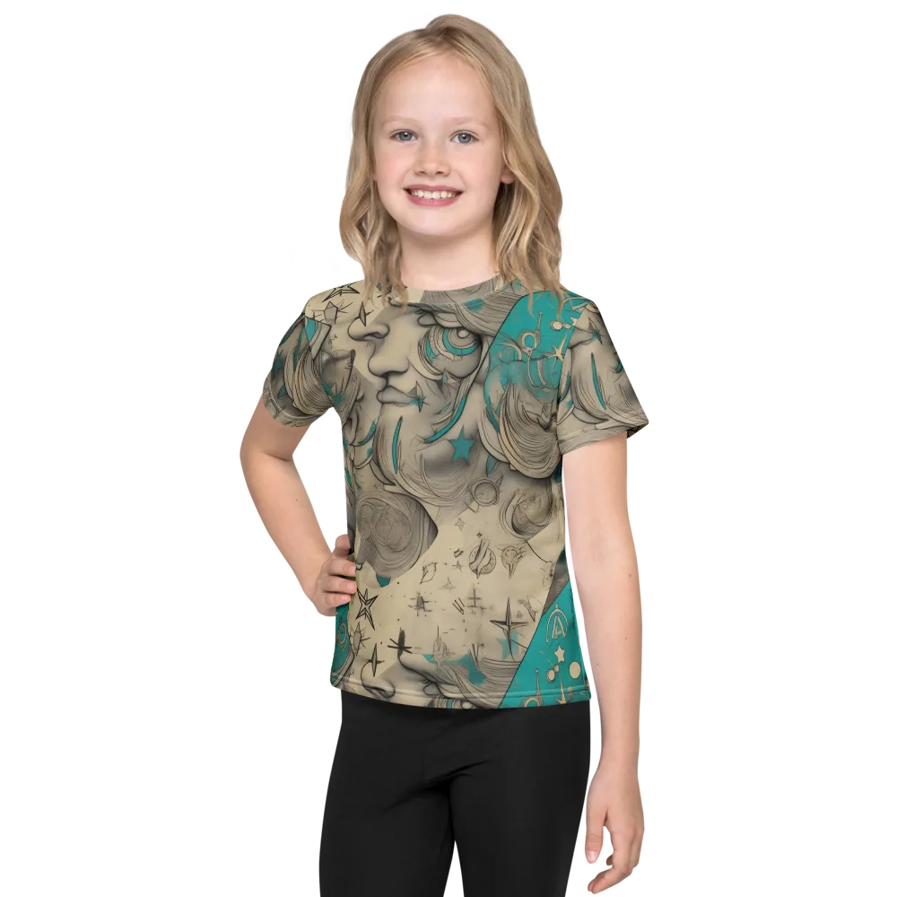 Turquoise Starlet on Kids Crew Neck T-Shirt — Front