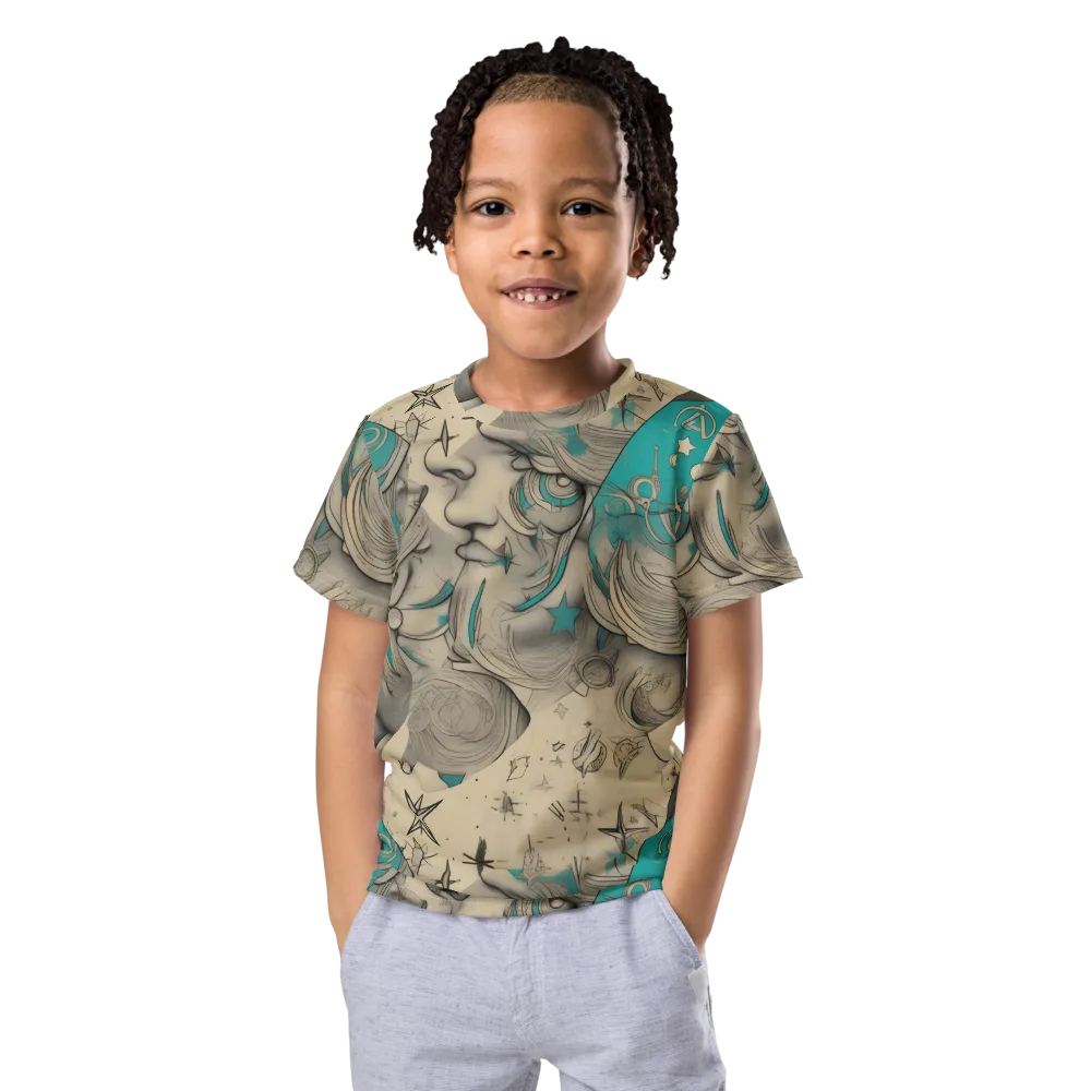 Turquoise Starlet on Kids Crew Neck T-Shirt — Front