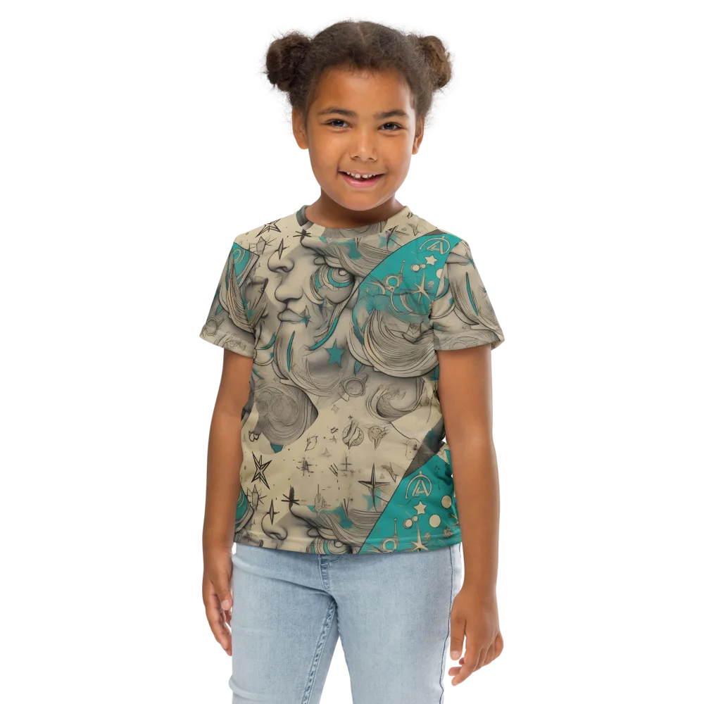 Turquoise Starlet on Kids Crew Neck T-Shirt — Front
