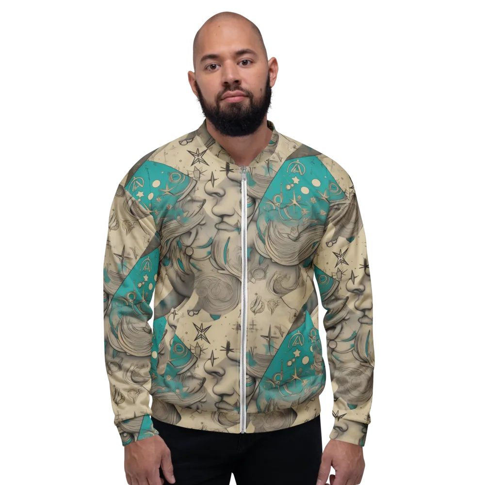 Turquoise Starlet on Bomber Jacket — Front
