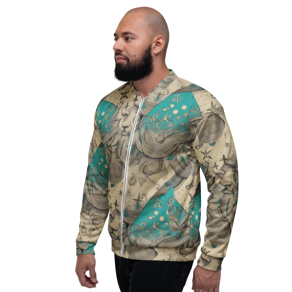 Turquoise Starlet on Bomber Jacket — Left