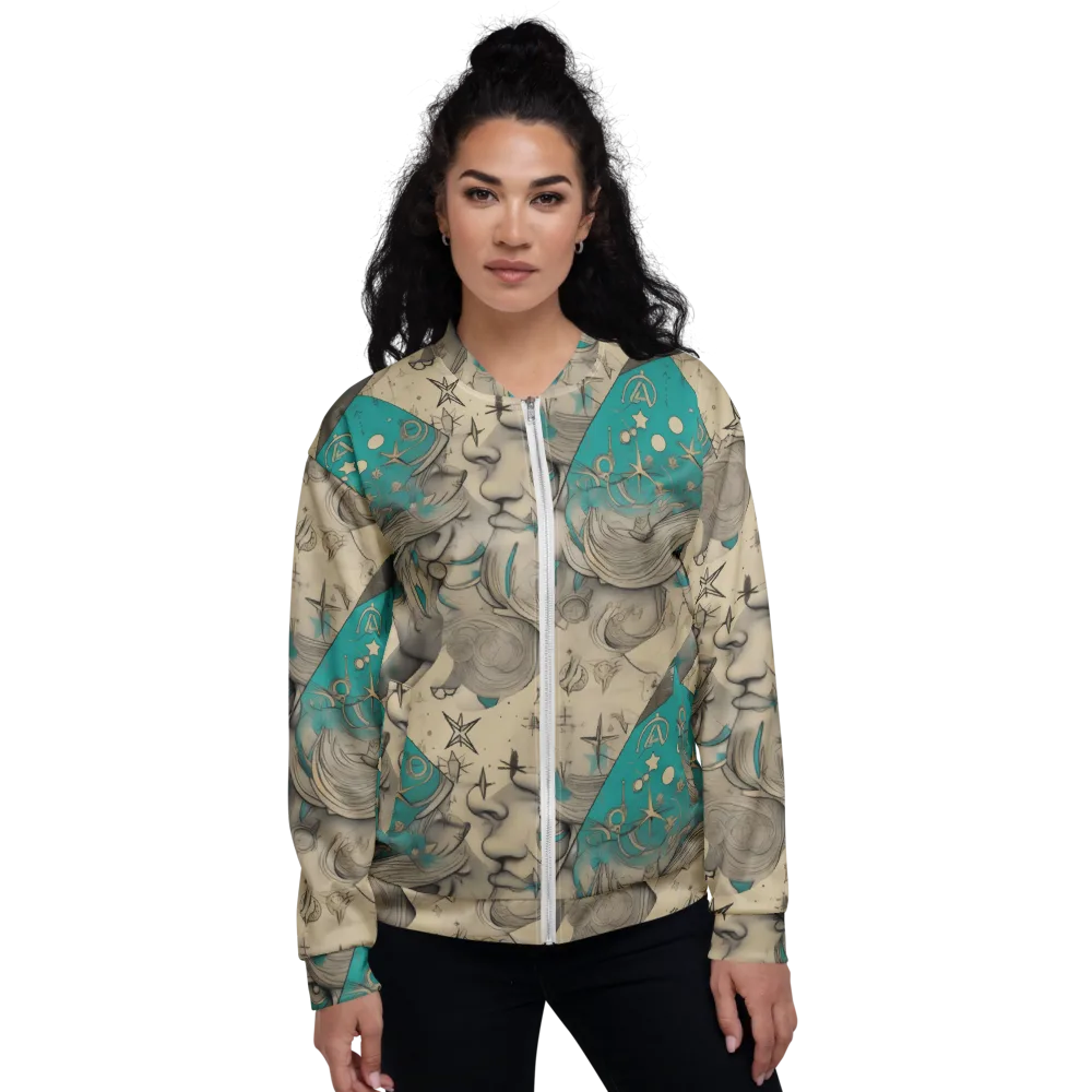 Turquoise Starlet on Bomber Jacket — Front
