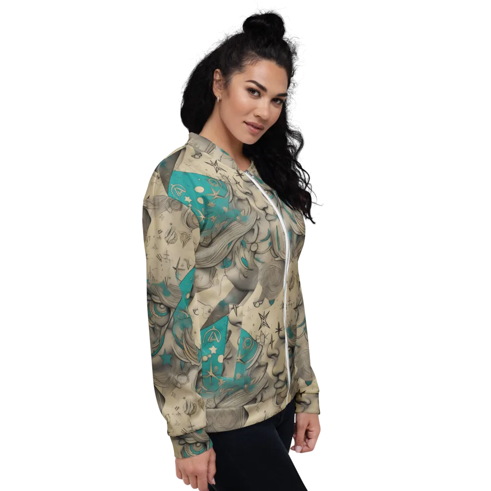 Turquoise Starlet on Bomber Jacket — Right