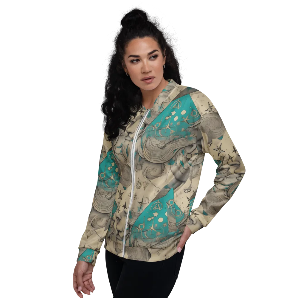 Turquoise Starlet on Bomber Jacket — Left
