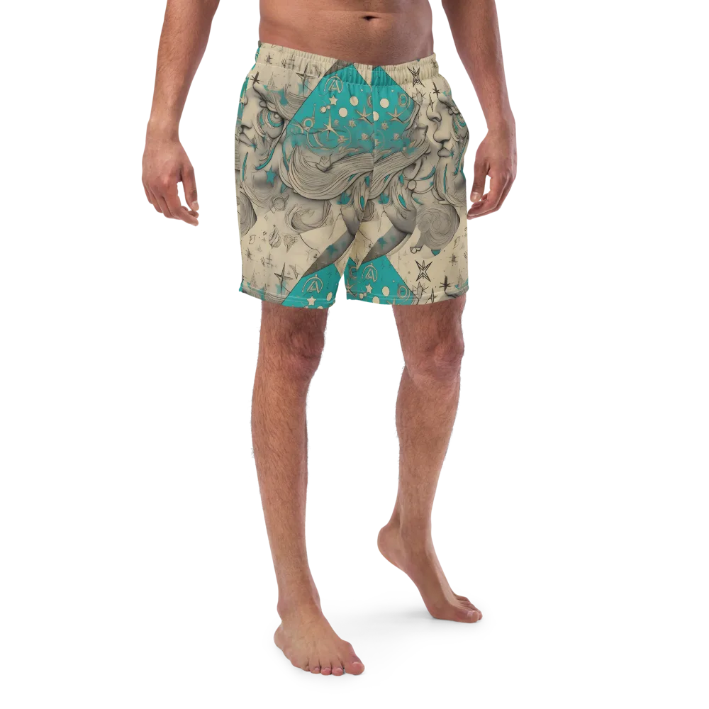 Turquoise Starlet on Swim Trunks — Front
