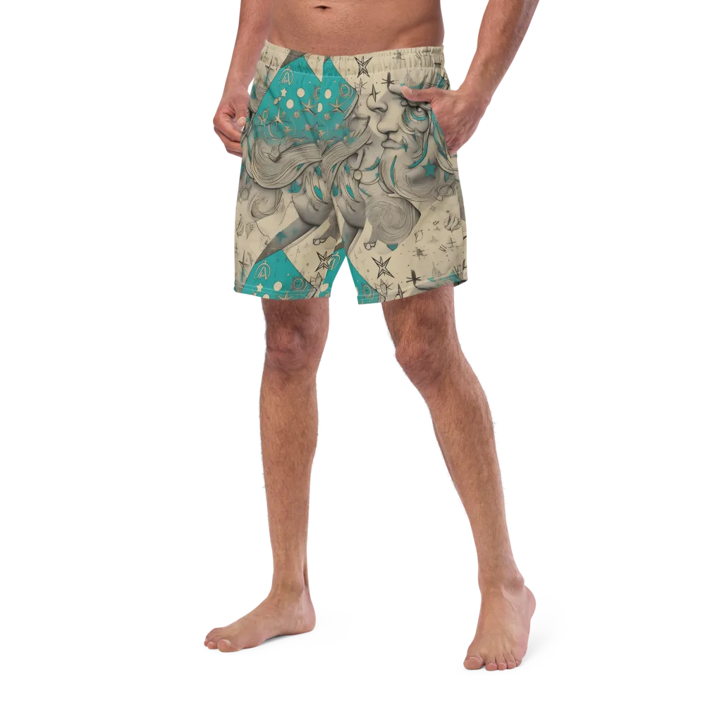 Turquoise Starlet on Swim Trunks — Left Front