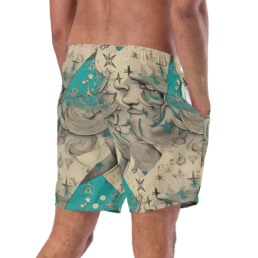 Turquoise Starlet on a Swim Trunks